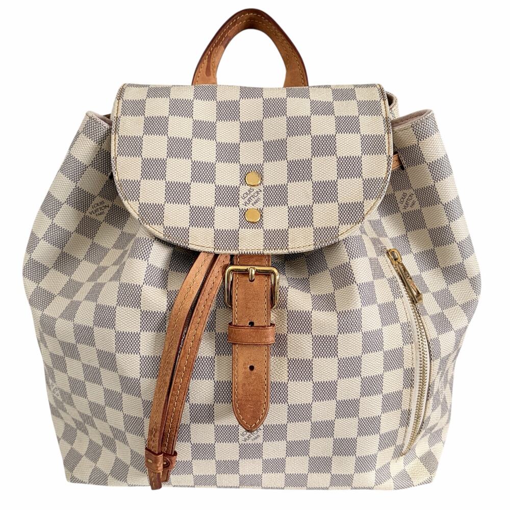 Louis Vuitton Sperone Damier Azur Canvas Backpack Drawstring Bucket Bag w/ COA